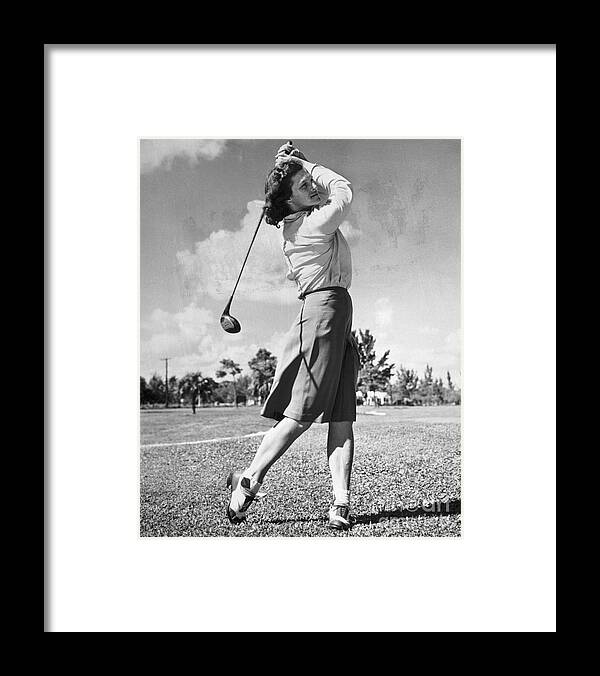 People Framed Print featuring the photograph Babe Didrikson Swinging Golf Club by Bettmann