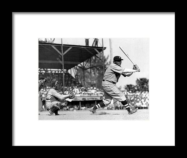 1930-1939 Framed Print featuring the photograph Babe Ruth Batting For The Boston Braves by New York Daily News Archive