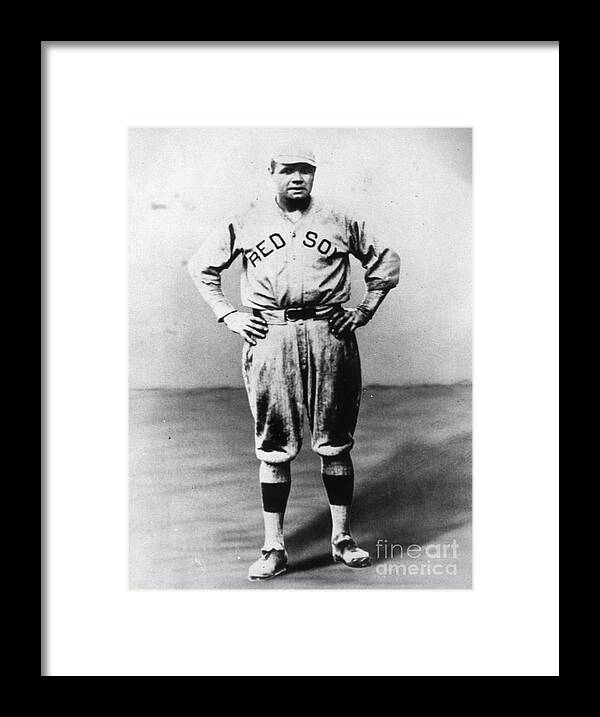 People Framed Print featuring the photograph Babe Ruth Red Sox Ff Portrait by Transcendental Graphics
