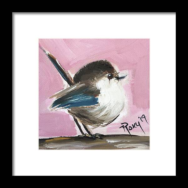 Wren Framed Print featuring the painting Baby Wren by Roxy Rich