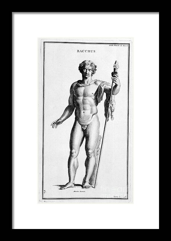 Engraving Framed Print featuring the drawing Bacchus, After A Roman Statue, 1757 by Print Collector
