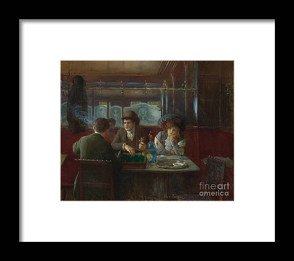 Oil Painting Framed Print featuring the drawing Backgammon At The Café by Heritage Images
