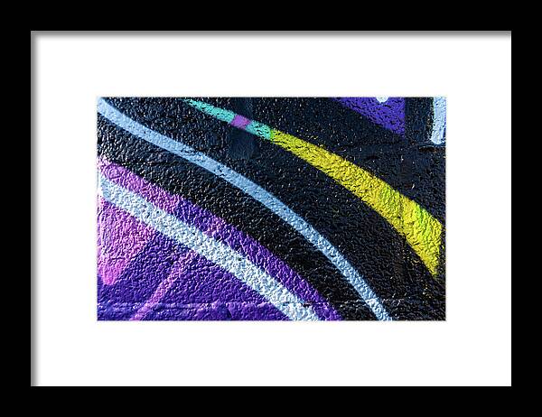 Abstract Framed Print featuring the photograph Background with wall texture painted with colorful lines. by Joaquin Corbalan