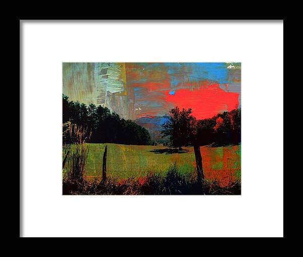 Backlit Cades Cove Framed Print featuring the photograph Backlit Cades Cove Faux Paint by Mike McBrayer