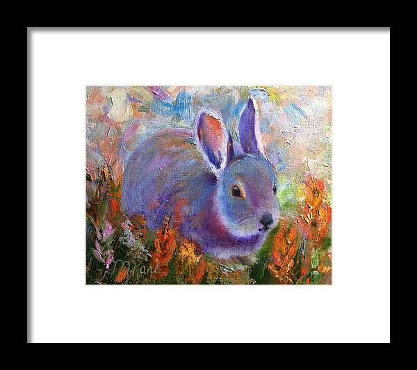  Framed Print featuring the painting Backyard Bunny by Marsha Karle