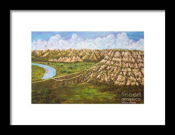 Badlands Framed Print featuring the painting Badlands Majesty by Linda Donlin
