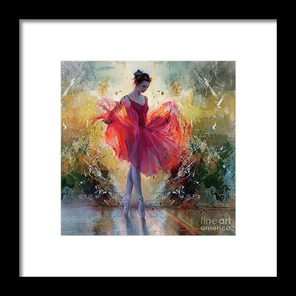 Ballerina Framed Print featuring the painting Ballerina dance girl kk45a by Gull G
