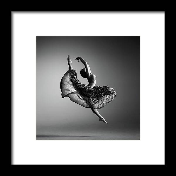 Ballerina Framed Print featuring the photograph Ballerina jumping by Johan Swanepoel