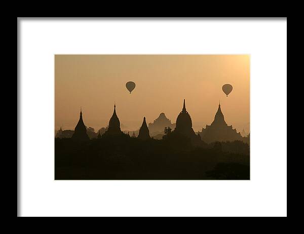 Tranquility Framed Print featuring the photograph Balloons Over Bagan, Burma by Joe & Clair Carnegie / Libyan Soup