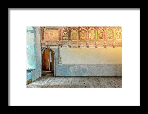 Chateau Chillon Framed Print featuring the photograph Hall of the Bailiffs, Chateau Chillon by Marcy Wielfaert