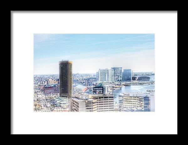 Baltimore Framed Print featuring the photograph Baltimore Inner Harbor Aerial Landscape, Maryland by Marianna Mills
