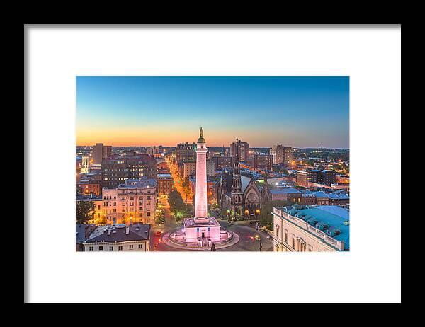 Cityscape Framed Print featuring the photograph Baltimore, Maryland, Usa Cityscape by Sean Pavone