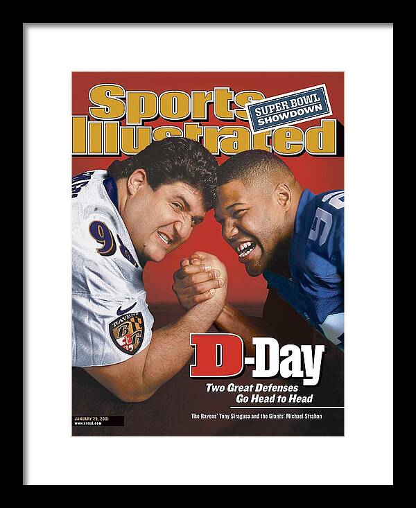 Wrestling Framed Print featuring the photograph Baltimore Ravens Tony Siragusa And New York Giants Michael Sports Illustrated Cover by Sports Illustrated