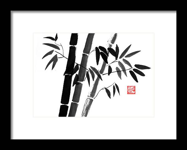 Bamboo Framed Print featuring the painting Bamboo 05 by Pechane Sumie