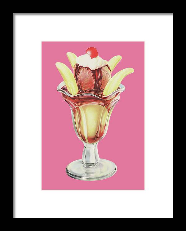 Sundae Framed Print featuring the painting Banana Sundae by Unknown