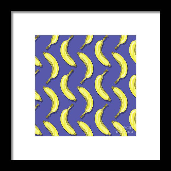 Curve Framed Print featuring the digital art Bananas Seamless Pattern Pop Art Style by Thoth adan