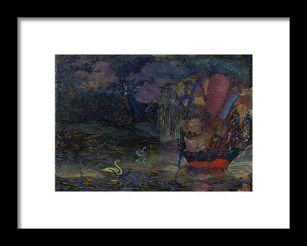 Lake Framed Print featuring the painting BARANOFF-ROSSINE VLADIMIR 1888-1944 Fairy Lake by Celestial Images