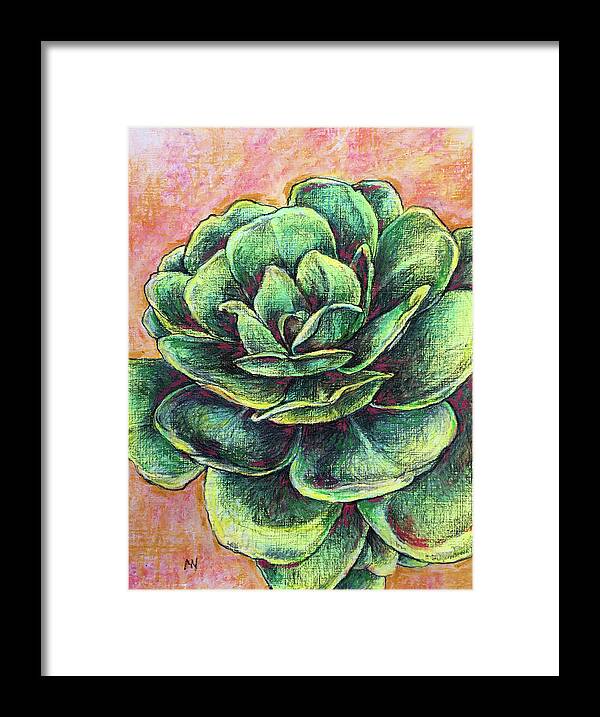 Green Framed Print featuring the pastel Barbados Green by AnneMarie Welsh