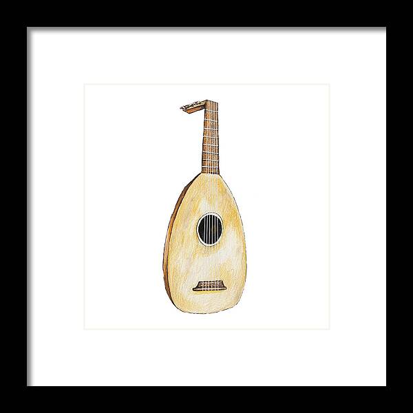 Lute Framed Print featuring the drawing Bard by Aaron Spong