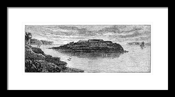 Engraving Framed Print featuring the drawing Bare Island, Botany Bay, New South by Print Collector