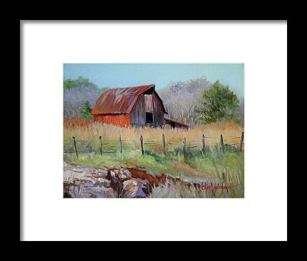 Barn Framed Print featuring the painting Barn At Bella Vista Arkansas by Cheri Wollenberg