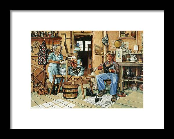 Barn Dance Preparation Framed Print featuring the painting Barn Dance Preparation by Les Ray