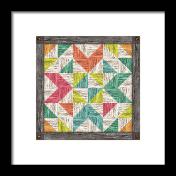 Barn Quilt Weathered 7 Framed Print featuring the digital art Barn Quilt Weathered 7 by Holli Conger