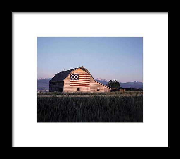 Built Structure Framed Print featuring the photograph Barn W Us Flag, Co by Chris Rogers