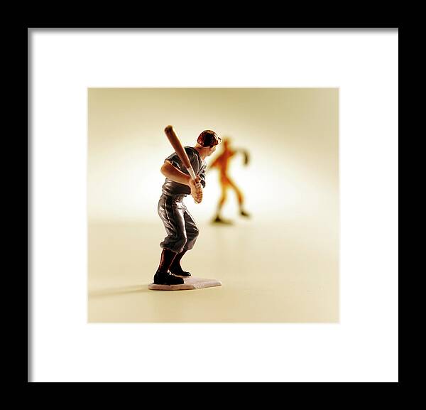 Action Framed Print featuring the drawing Baseball Batter and Pitcher by CSA Images