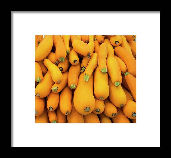 Gourd Framed Print featuring the photograph Basket Of Yellow Zucchini by Fotog