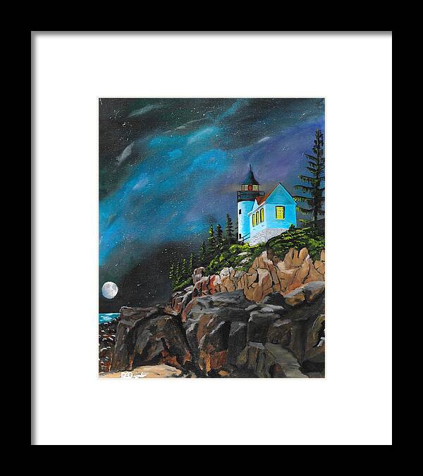 Light House Framed Print featuring the painting Bass Harbour by David Bigelow