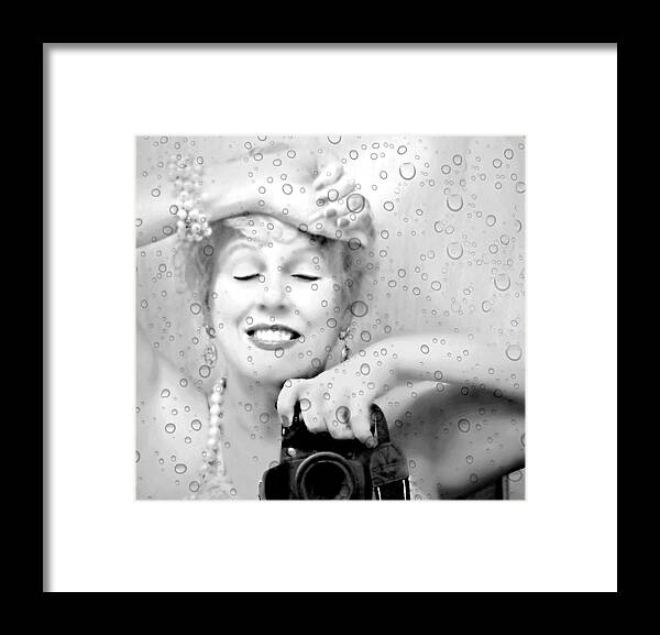 Black And White Self Portrait Framed Print featuring the photograph Bath Mirror by Diana Angstadt