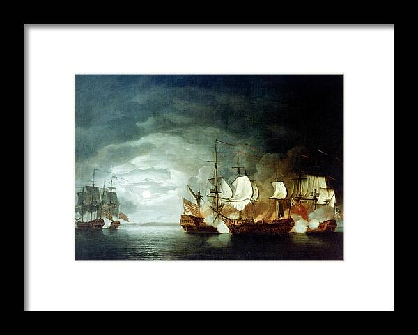 1779 Framed Print featuring the photograph Battle Of Flamborough Head, 1779 by Science Source