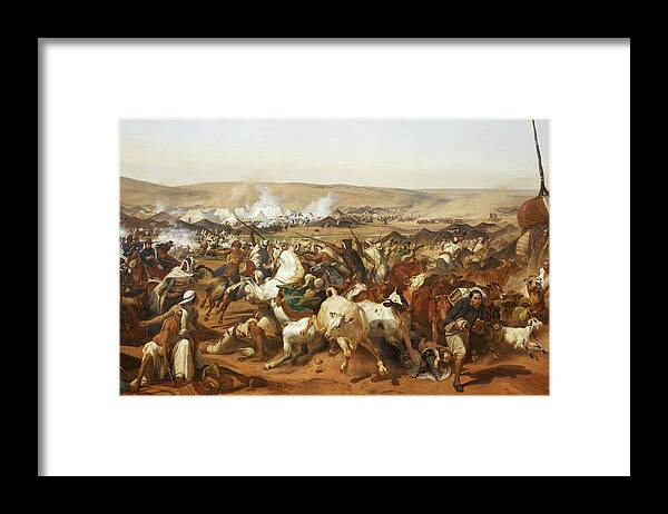 Horace Vernet Framed Print featuring the painting Battle of the Smala by Emile Jean-Horace Vernet