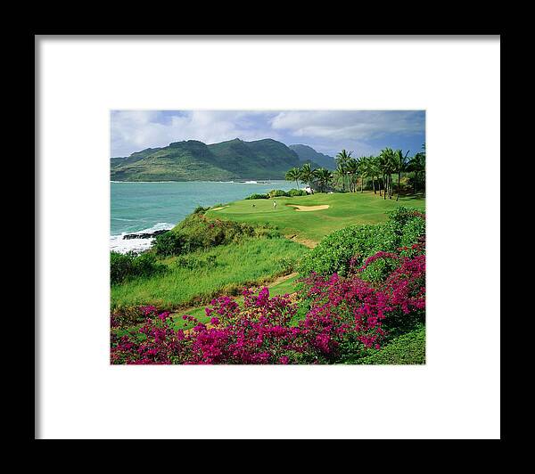 Estock Framed Print featuring the digital art Bay & Golf Course by Giovanni Simeone