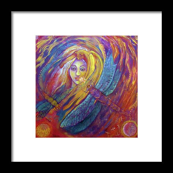 Be The Flame Framed Print featuring the painting Be the Flame Speak Fire with Love by Feather Redfox