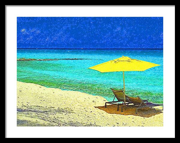Impressionistic Art Framed Print featuring the digital art Beach Break on Bimini - Impressionism by Island Hoppers Art