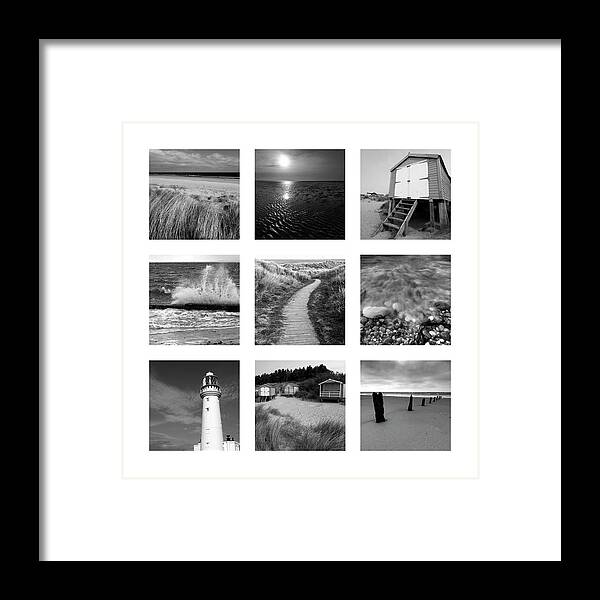 Beach Bw Set Of 9 Framed Print featuring the photograph Beach Bw Set Of 9 by Tom Quartermaine