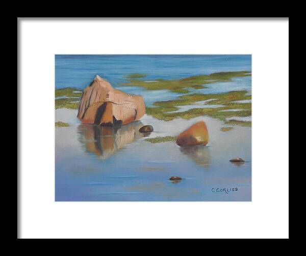 Water Framed Print featuring the pastel Beach Reflections by Carol Corliss