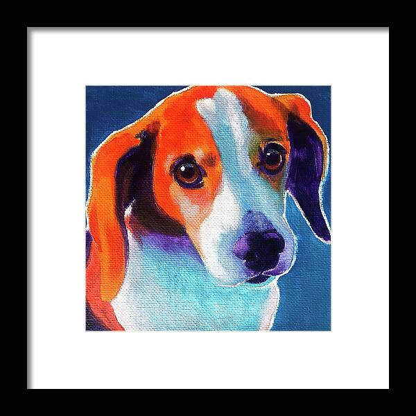 Beagle - Chase Framed Print featuring the painting Beagle - Chase by Dawgart