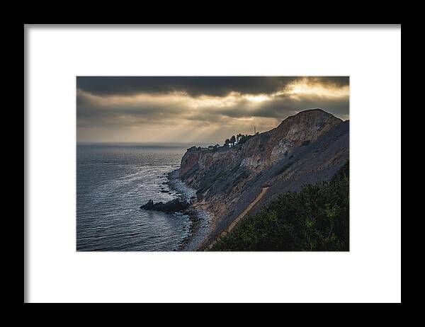 Beach Framed Print featuring the photograph Beams of Light Over Point Vicente Lighthouse by Andy Konieczny