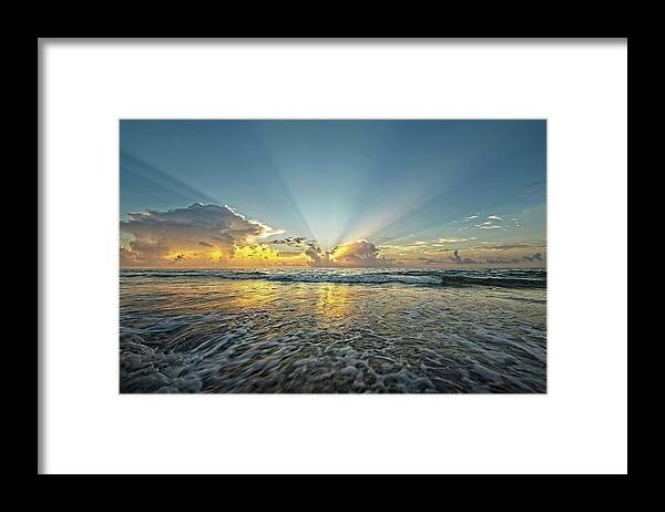 Sea Framed Print featuring the photograph Beams of Morning Light 2 by Steve DaPonte
