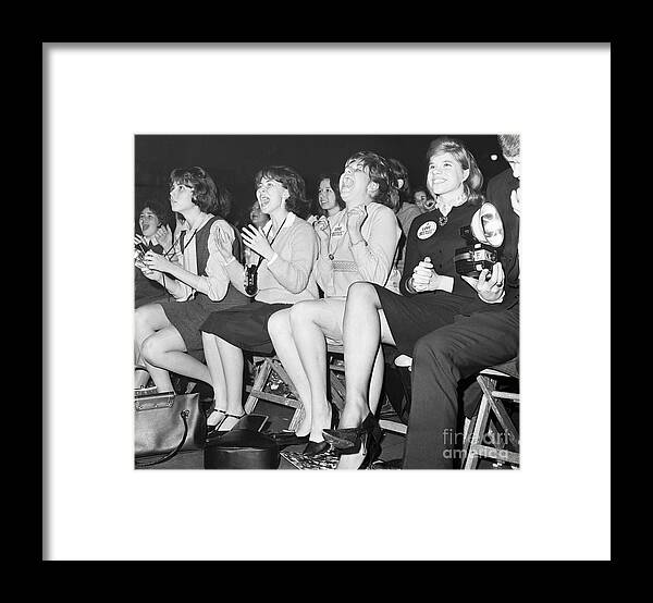 Concert Framed Print featuring the photograph Beatles Fans Cheering At Washington by Bettmann