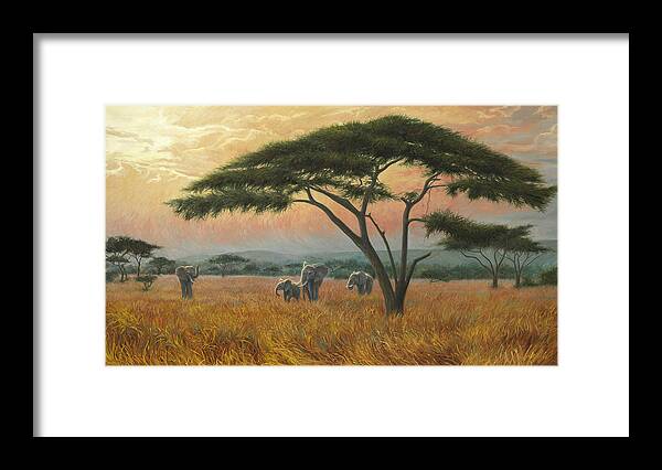 Elephant Framed Print featuring the painting Beautiful Africa by Lucie Bilodeau