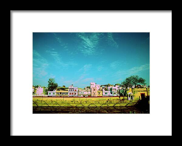 Town Framed Print featuring the photograph Beautiful Blue Sky With Town by Monbetsu Hokkaido