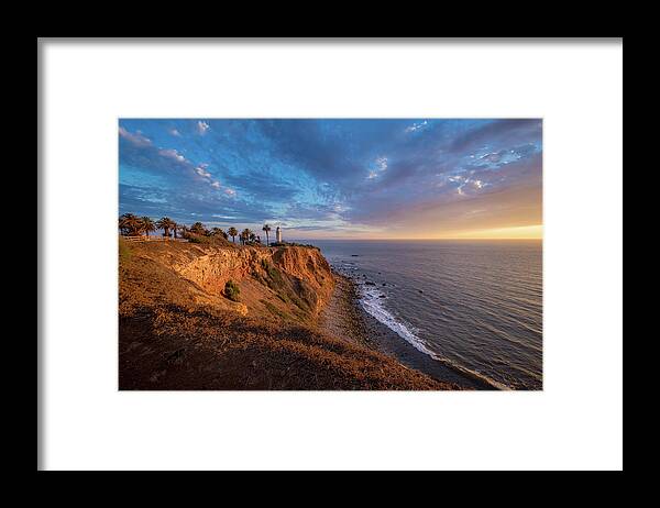 Architecture Framed Print featuring the photograph Beautiful Point Vicente Lighthouse at Sunset by Andy Konieczny