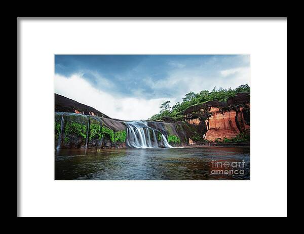 Scenics Framed Print featuring the photograph Beautiful Waterfalls In The Middle by Suvit Maka
