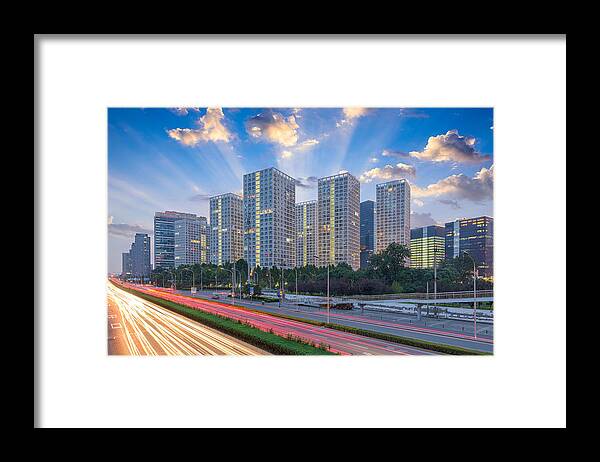 Landscape Framed Print featuring the photograph Beijing, China Cityscape And Highways by Sean Pavone