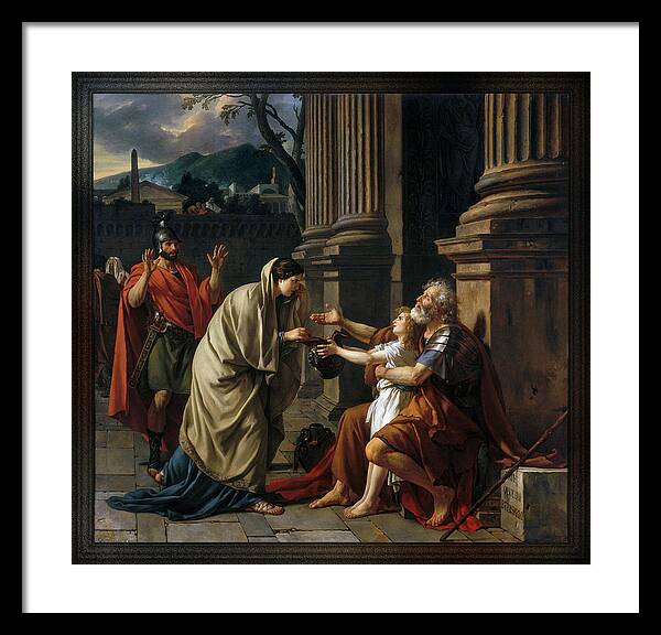 Belisarius Framed Print featuring the painting Belisarius by Jacques Louis David by Rolando Burbon