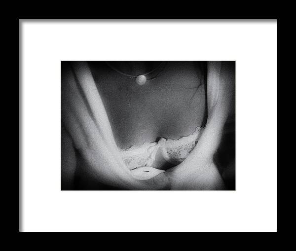 Black-and-white Framed Print featuring the photograph Dekollete by Jorg Becker